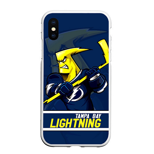 Чехол iPhone XS Max матовый Тампа-Бэй Лайтнинг, Tampa Bay Lightning / 3D-Белый – фото 1