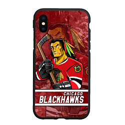 Чехол iPhone XS Max матовый Chicago Blackhawks , Чикаго Блэкхокс, цвет: 3D-черный