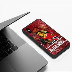 Чехол iPhone XS Max матовый Chicago Blackhawks , Чикаго Блэкхокс, цвет: 3D-черный — фото 2