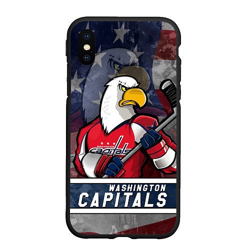 Чехол iPhone XS Max матовый Вашингтон Кэпиталз, Washington Capitals / 3D-Черный – фото 1