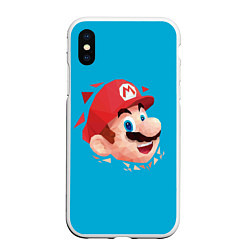 Чехол iPhone XS Max матовый Mario арт, цвет: 3D-белый