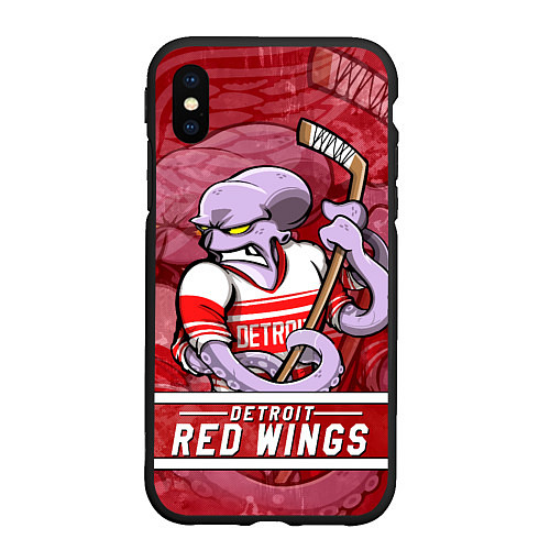 Чехол iPhone XS Max матовый Детройт Ред Уингз, Detroit Red Wings Маскот / 3D-Черный – фото 1