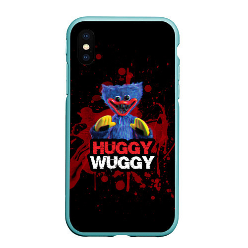 Чехол iPhone XS Max матовый 3D Хаги ваги Huggy Wuggy Poppy Playtime / 3D-Мятный – фото 1