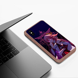 Чехол iPhone XS Max матовый Genshin Impact - Гудзи Яэ Мико, цвет: 3D-коричневый — фото 2