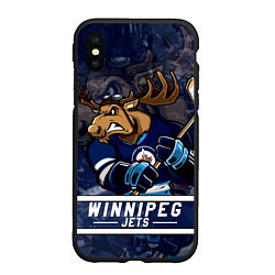 Чехол iPhone XS Max матовый Виннипег Джетс, Winnipeg Jets Маскот, цвет: 3D-черный