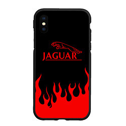 Чехол iPhone XS Max матовый Jaguar, Ягуар огонь
