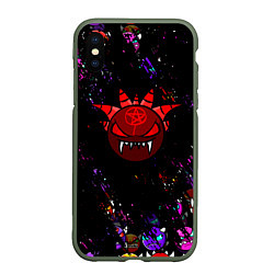 Чехол iPhone XS Max матовый Геометрический рывок Geometry Dash смайлы demon