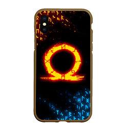 Чехол iPhone XS Max матовый GOD OF WAR CRATOS FIRE SYMBOL RUNE, цвет: 3D-коричневый