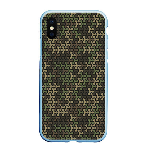 Чехол iPhone XS Max матовый Абстрактный Охотничий Камуфляж / 3D-Голубой – фото 1