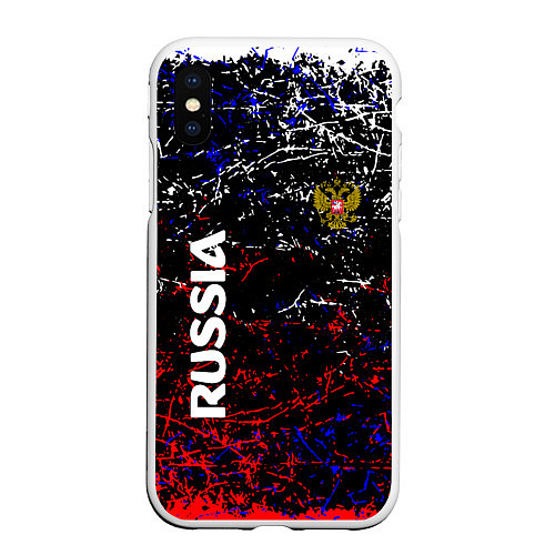 Чехол iPhone XS Max матовый Russia Штрихи / 3D-Белый – фото 1
