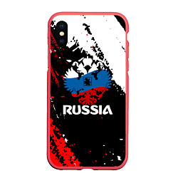 Чехол iPhone XS Max матовый Russia Герб в цвет Флага