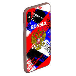 Чехол iPhone XS Max матовый Russia Геометрия патриотизм, цвет: 3D-коричневый — фото 2