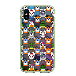 Чехол iPhone XS Max матовый Фредди, Рокси, Ванни, Чика и Монтгомери, цвет: 3D-салатовый