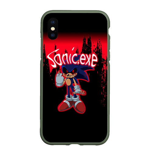 Чехол iPhone XS Max матовый Sonic Exe супер Игра супер! / 3D-Темно-зеленый – фото 1