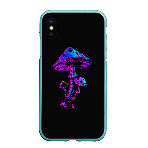 Чехол iPhone XS Max матовый Неоновый гриб / 3D-Мятный – фото 1