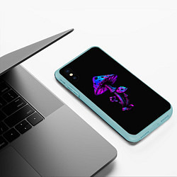 Чехол iPhone XS Max матовый Неоновый гриб, цвет: 3D-мятный — фото 2