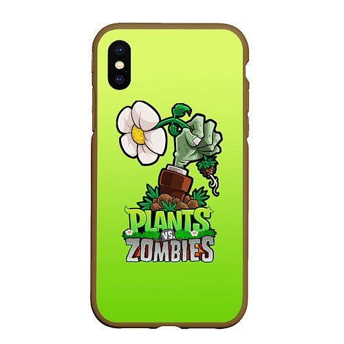 Чехол iPhone XS Max матовый Plants vs Zombies зомбо-рука / 3D-Коричневый – фото 1