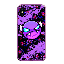 Чехол iPhone XS Max матовый Геометри Дэш фиолетовый Geometry Dash, цвет: 3D-фиолетовый