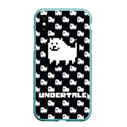 Чехол iPhone XS Max матовый UNDERTALE DOG AND LOGO УНДЕРТАЛЕ, цвет: 3D-мятный