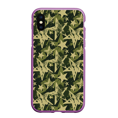 Чехол iPhone XS Max матовый Star camouflage / 3D-Фиолетовый – фото 1