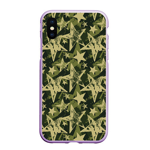 Чехол iPhone XS Max матовый Star camouflage / 3D-Сиреневый – фото 1