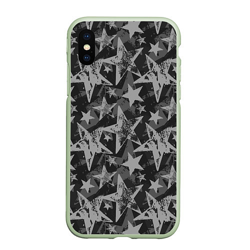 Чехол iPhone XS Max матовый Gray Star / 3D-Салатовый – фото 1