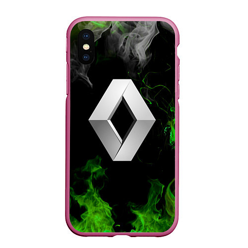 Чехол iPhone XS Max матовый Renault пламя / 3D-Малиновый – фото 1