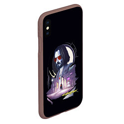 Чехол iPhone XS Max матовый Cyberpunk 2077 Киану в игре, цвет: 3D-коричневый — фото 2