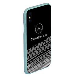 Чехол iPhone XS Max матовый Mercedes-Benz шины, цвет: 3D-мятный — фото 2