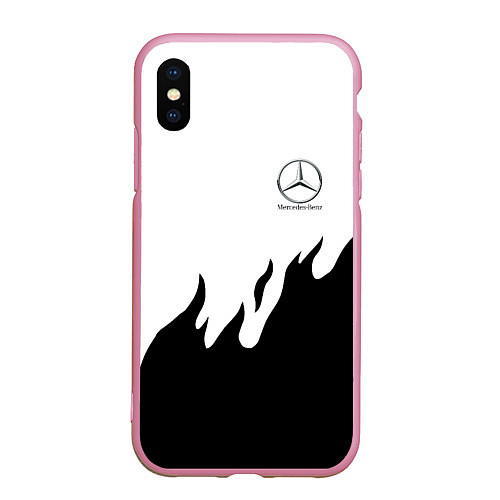 Чехол iPhone XS Max матовый Mercedes-Benz нарисованный огонь / 3D-Розовый – фото 1