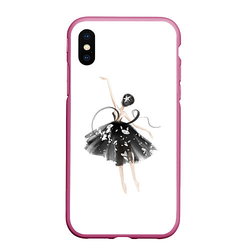 Чехол iPhone XS Max матовый Девушка балерина / 3D-Малиновый – фото 1