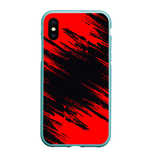 Чехол iPhone XS Max матовый Красная краска брызги / 3D-Мятный – фото 1