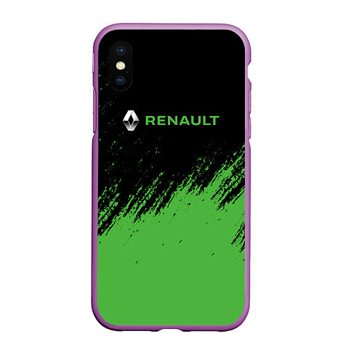 Чехол iPhone XS Max матовый Renault автомобильный бренд / 3D-Фиолетовый – фото 1