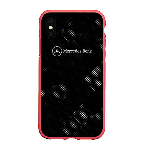 Чехол iPhone XS Max матовый Mercedes-Benz - В клетку / 3D-Красный – фото 1