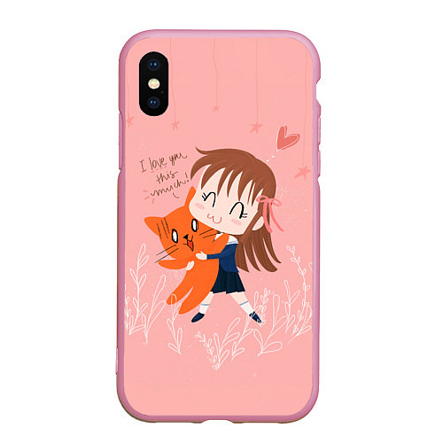 Чехол iPhone XS Max матовый I love you this much / 3D-Розовый – фото 1