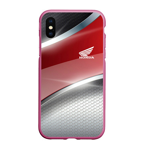 Чехол iPhone XS Max матовый Honda Текстура / 3D-Малиновый – фото 1