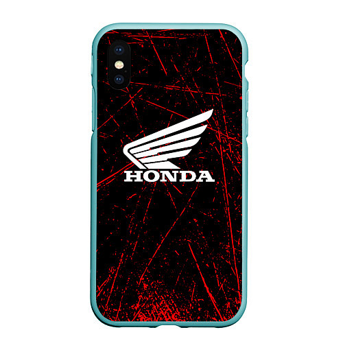 Чехол iPhone XS Max матовый Honda Красные линии / 3D-Мятный – фото 1