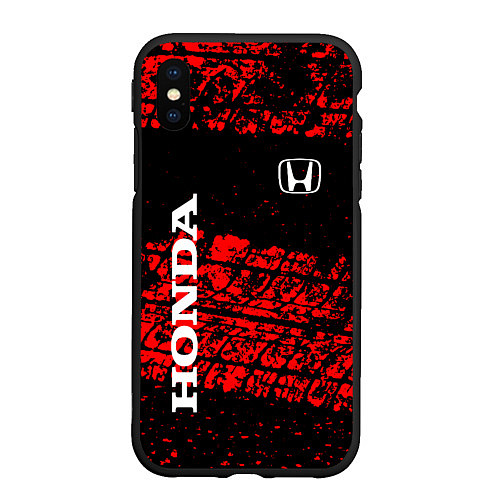 Чехол iPhone XS Max матовый Honda Следы от шин / 3D-Черный – фото 1