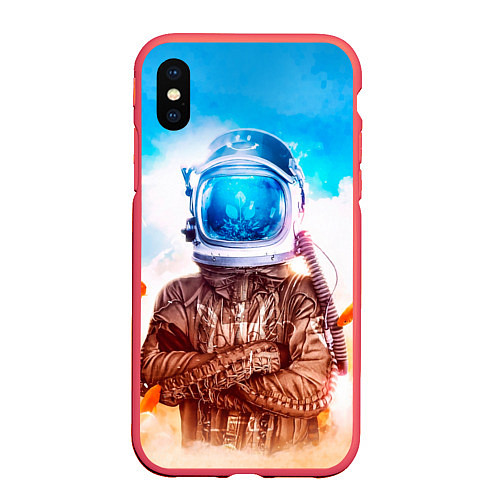 Чехол iPhone XS Max матовый Lets create our own world / 3D-Красный – фото 1