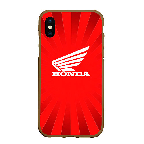 Чехол iPhone XS Max матовый Honda красные линии / 3D-Коричневый – фото 1