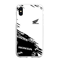 Чехол iPhone XS Max матовый Honda sport pattern, цвет: 3D-белый