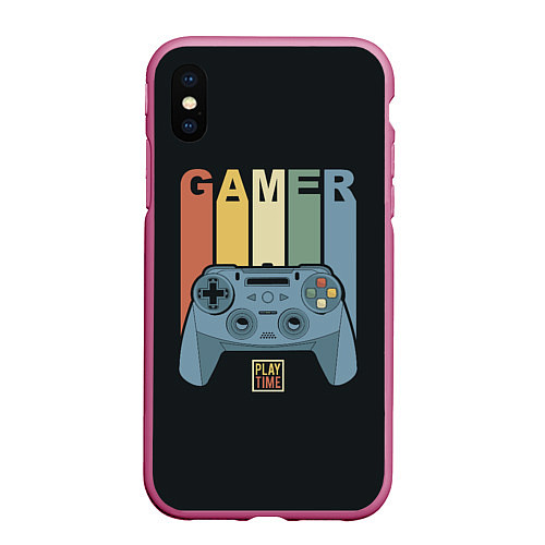 Чехол iPhone XS Max матовый GAMER Геймер / 3D-Малиновый – фото 1