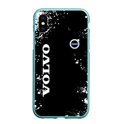 Чехол iPhone XS Max матовый Volvo капли и брызги красок, цвет: 3D-мятный