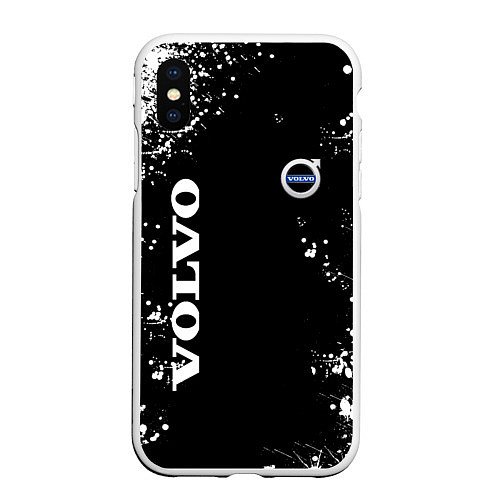 Чехол iPhone XS Max матовый Volvo капли и брызги красок / 3D-Белый – фото 1