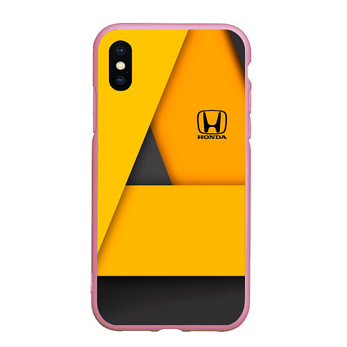 Чехол iPhone XS Max матовый Honda - Yellow / 3D-Розовый – фото 1