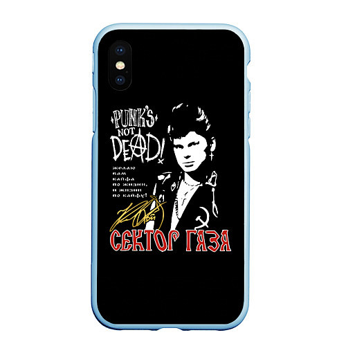 Чехол iPhone XS Max матовый Сектор Газа Punks Not Dead / 3D-Голубой – фото 1