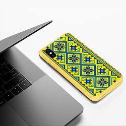 Чехол iPhone XS Max матовый Славянский национальный орнамент, цвет: 3D-желтый — фото 2