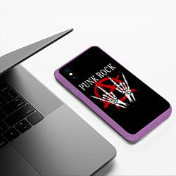 Чехол iPhone XS Max матовый Punk Rock Панки Хой, цвет: 3D-фиолетовый — фото 2