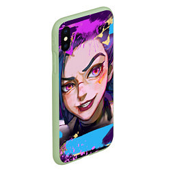 Чехол iPhone XS Max матовый Jinx Arcane граффити, цвет: 3D-салатовый — фото 2