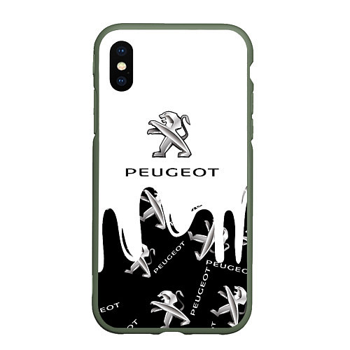 Чехол iPhone XS Max матовый Peugeot подтёки паттерн / 3D-Темно-зеленый – фото 1